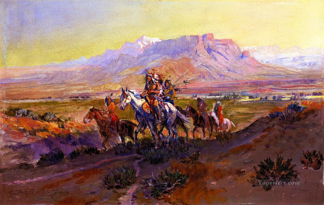 分かれ道 1903年 チャールズ・マリオン・ラッセル アメリカ・インディアン油絵